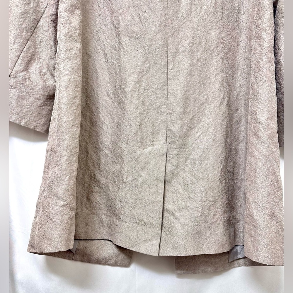 Eileen Fisher Open Front Textured Blazer Jacket Neutral Taupe Silk Blend Size M - Picture 8 of 9